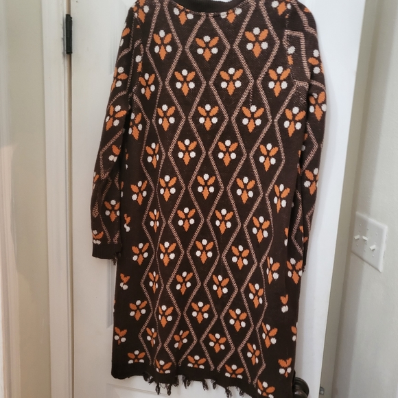 Long brown and flower cardigan - Picture 4 of 4